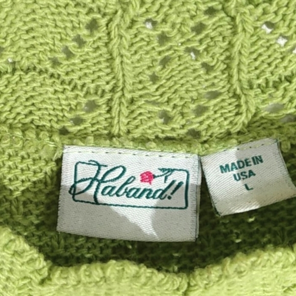 HABAND GREEN SHORT SLEEVE KNITTED SWEATER SIZE LARGE - Picture 4 of 9